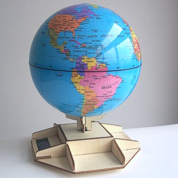 木质太阳能拼装玩具--旋转地球仪