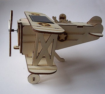 木质太阳能拼装玩具--空中骑士双翼机