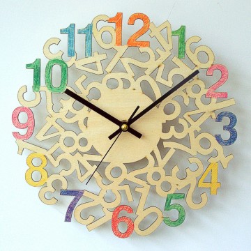 Plywood Art Wall Clock--Numbers