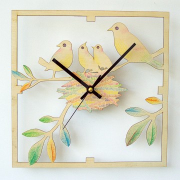 DIY Plywood Art Wall Clock-Happy Family